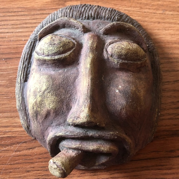 Set of 2 folk art faces - Picture 3 of 6